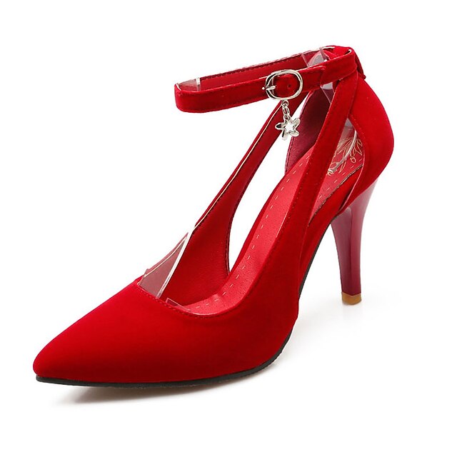  Feminino Sapatos Courino Primavera Verão Outono Salto Agulha para Casual Social Preto Vermelho Azul