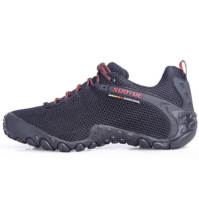  Men's Women's Hiking Shoes Real Leather Hiking Wearproof Breathable Mesh Black Red Green