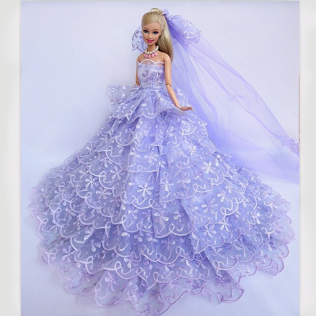  Robe de poupée Mariage Pour Barbie Satin / Tulle Dentelle Satin Robe Pour Fille de Jouets DIY 