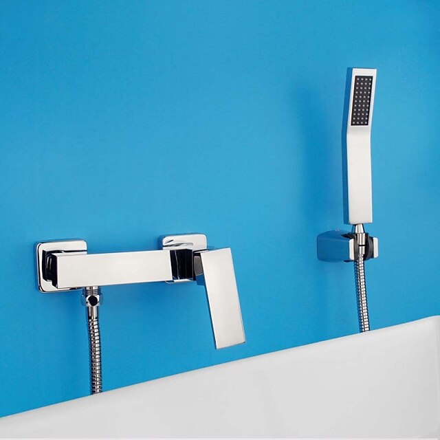 シャワー水栓 セットする - レインフォール コンテンポラリー / 近代の クロム シャワーシステム セラミックバルブ Bath Shower Mixer Taps / 真鍮 / シングルハンドル二つの穴