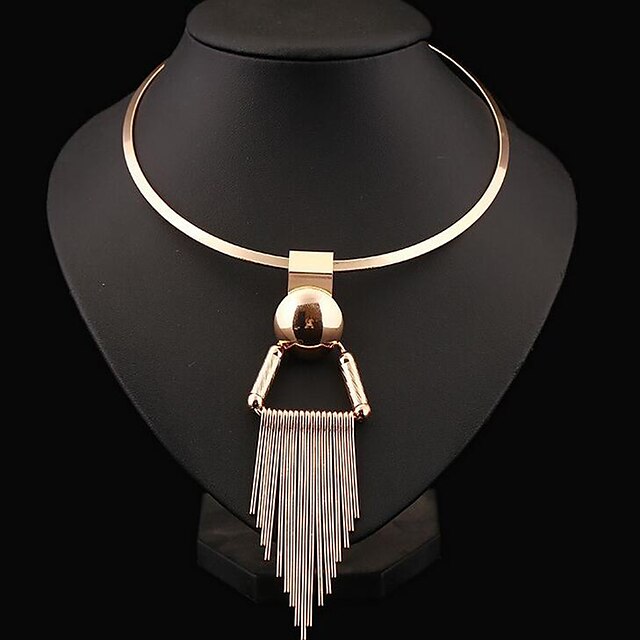  Choker Necklace Statement Necklace For Women's Party Casual Daily Sterling Silver Alloy Tassel Fringe Bib Gold Silver