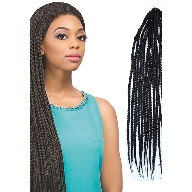  negru senegal croșetat Deformarea cutie mică panglica 24 inch kanekalon 3 strand 80g împletituri de păr sintetic