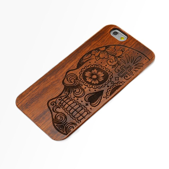  Case For iPhone 6s Plus iPhone 6 Plus iPhone 6s iPhone 6 iPhone 6 iPhone 6 Plus Embossed Back Cover Skull Hard Wooden for iPhone 6s Plus