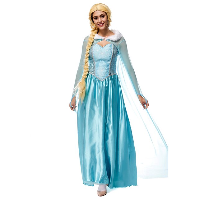  Prinsessa / Sagolikt / Elsa Cosplay Kostymer / Dräkter Film-cosplay Blå Trikå / Onesie / Kappa Halloween / Nyår Terylen