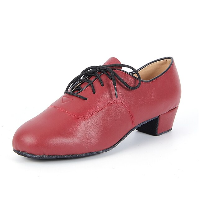  Women's Modern Shoes Heel Cuban Heel Black Red Buckle / Leather