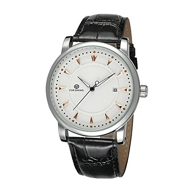  FORSINING Men's Wrist Watch Mechanical Watch Automatic self-winding Leather Black Calendar / date / day Analog Luxury - White Black