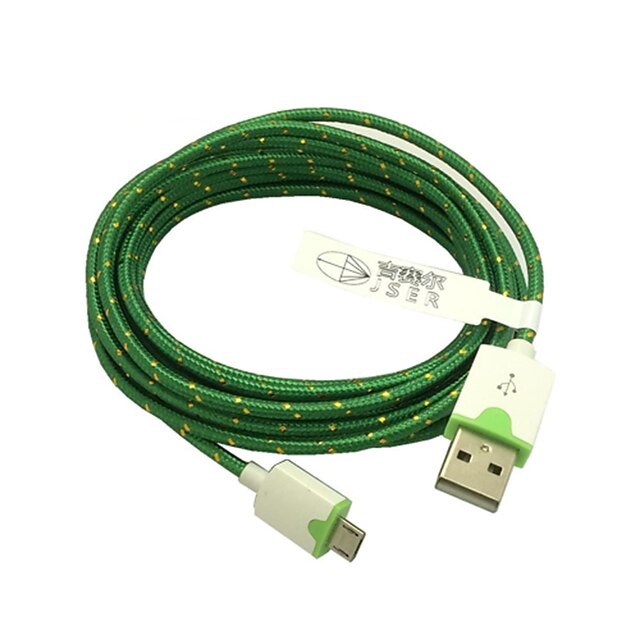  3m 10ft kangas punottu kudottu mikro-USB-latauskaapeli tietojen synkronointi johto samsung htc sony puhelimissa (vihreä)