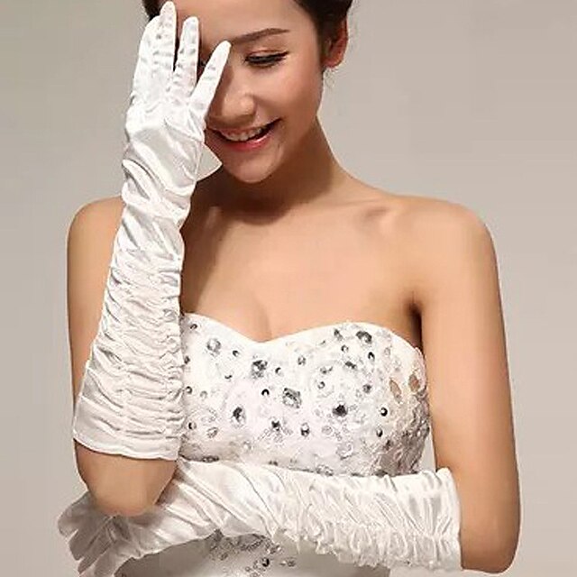  Polyester Opera Length Glove Bridal Gloves Party/ Evening Gloves With Ruffles