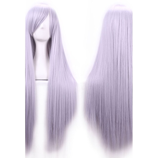  Cosplay Costume Wig Synthetic Wig Cosplay Wig Straight Straight With Bangs Wig Blonde Long Flaxen Water Blue Smoke Blue Navy Blue Grey Synthetic Hair Women's Side Part Black Blue Blonde