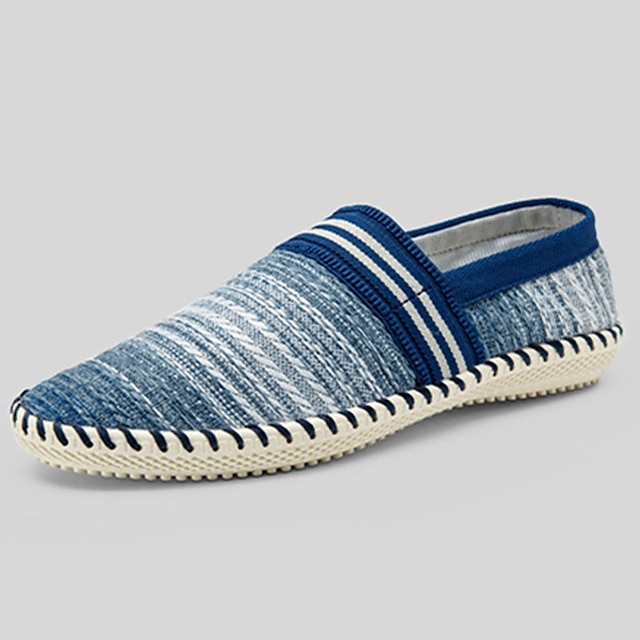  Men's Loafers & Slip-Ons Espadrilles Comfort Linen Spring Summer Fall Casual Walking Flat Heel Beige Brown Blue Flat