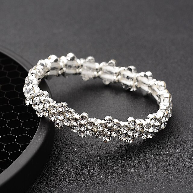  Silver Clear Chain Alloy Bracelet Jewelry Silver For Wedding Party Special Occasion Birthday Engagement