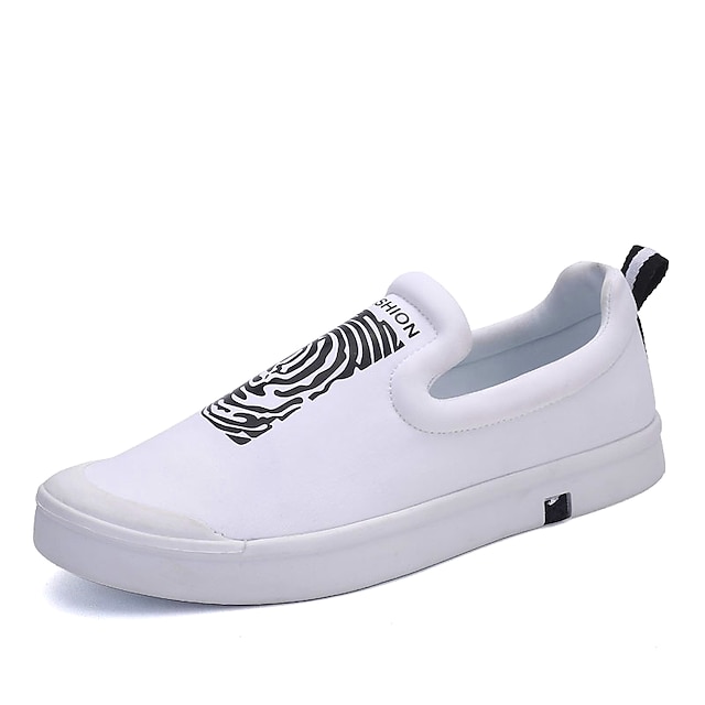  Men's Loafers & Slip-Ons Comfort Fabric Summer Casual Walking Comfort Flat Heel White Black Ruby