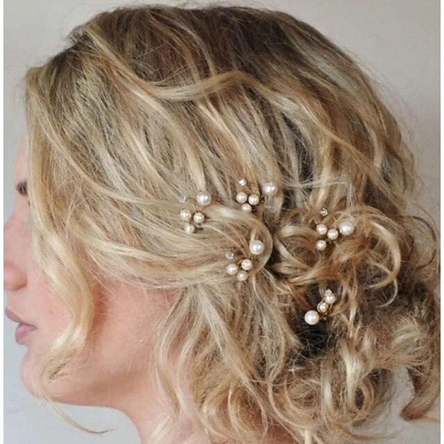 Perle / Krystal Hovedtøj / Hair Stick / Hair Pin med Blomster 1pc Bryllup / Speciel Lejlighed Medaljon