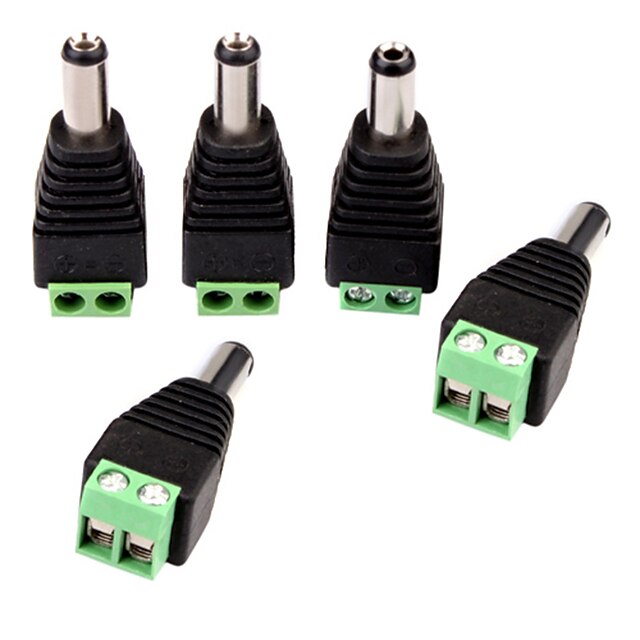  Connector 5PCS DC Power Male Jack to 2 Conductor Screw Down Connector for LED Light Controller for Security Systems 4*1.8*1.5cm 0.028kg