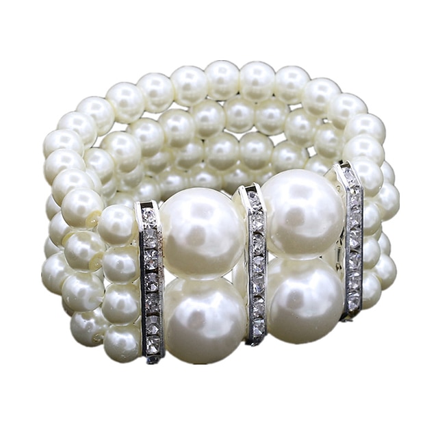  Pentru femei Perle Bratari Wrap femei Modă Imitație de Perle Bijuterii brățară Alb Pentru Nuntă Zilnic Mascaradă Petrecere Logodnă Bal Promisiune