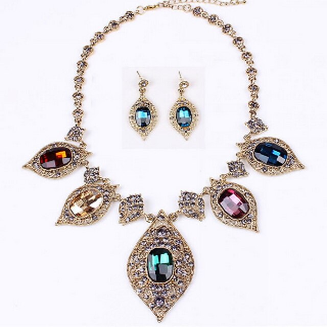  Full Crystal Necklace Earring Jewelry Set