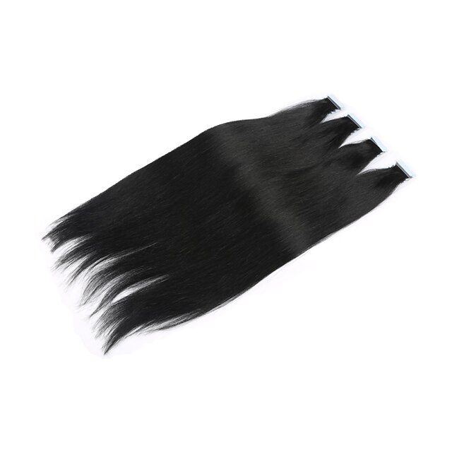  PANSY Com Adesivo Extensões de cabelo humano Liso Cabelo Humano Cabelo Brasileiro Preto jet