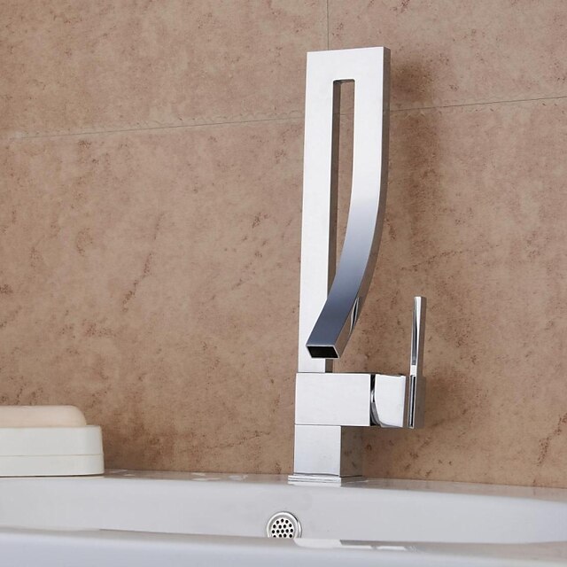  Fürdőszoba mosogató csaptelep - Széleskörű Króm Három lyukas Egy fogantyú egy lyukkalBath Taps