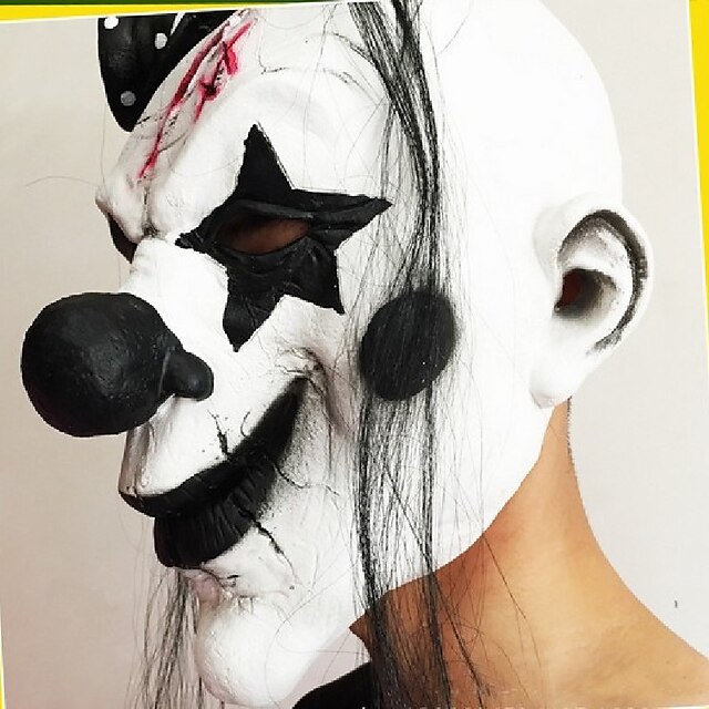  grappige enge clown masker partij halloween nieuwe jaar clown latex masker kostuum volgelaatsmaskers met lang haar