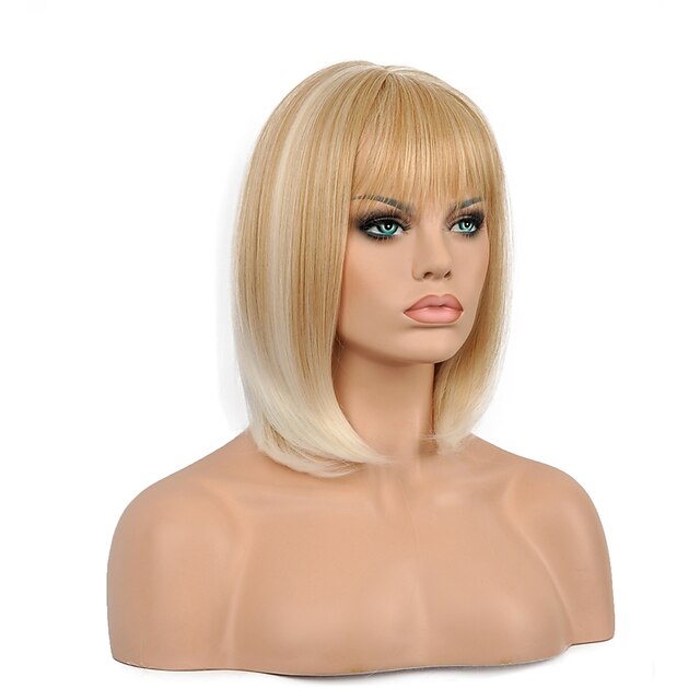  Synthetic Wig Straight Wavy Straight Bob Wig Blonde Short Blonde Synthetic Hair Women's Ombre Hair Blonde