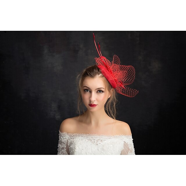  Flax Lace Feather Net Fascinators Headpiece Classical Feminine Style