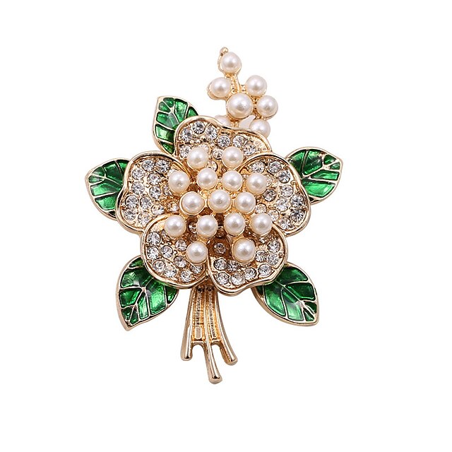  Damen Broschen Luxus Retro Künstliche Perle Modisch Viktorianisch Perlen Diamantimitate Brosche Schmuck Weiss - Grün Für Hochzeit Party Alltag Normal