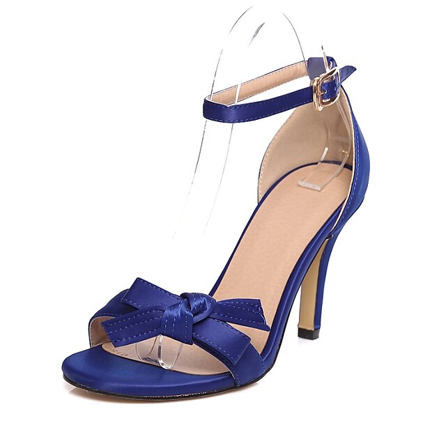  Feminino Sapatos Courino Primavera Verão Chanel Salto Agulha Laço Presilha Para Social Festas & Noite Preto Vermelho Azul