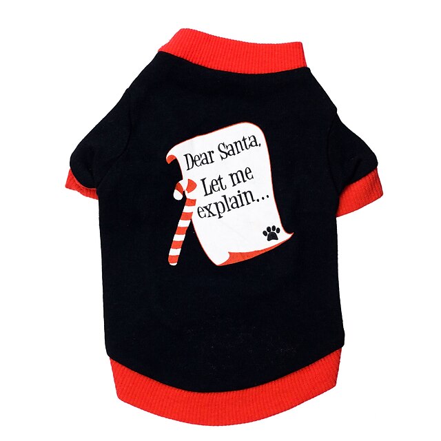  Katze Hund T-shirt Buchstabe & Nummer Weihnachten Hundekleidung Atmungsaktiv Schwarz / Rot Kostüm Baumwolle XS S M L
