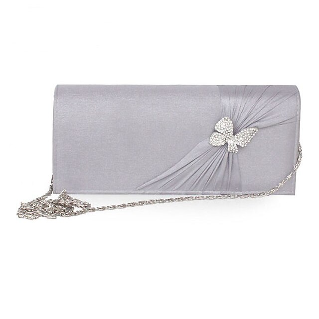  Women's Crystal / Rhinestone / Ruffles / Flower Other Leather Type / Satin Evening Bag / Cover Solid Colored Screen Color