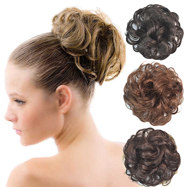  lockig Braut updo Chignon flauschigen Brötchen synthetischen Haarverlängerungen Stücke für schwarze Frauen mehr Farben