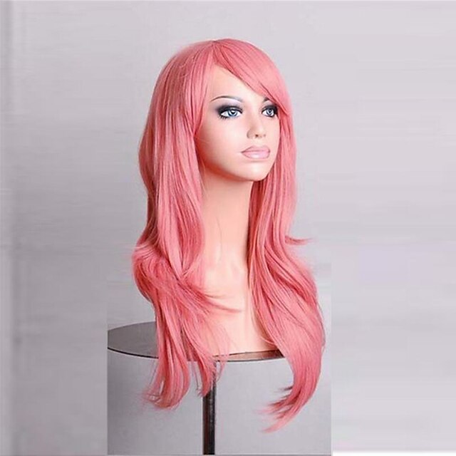  Synthetic Hair Wigs Wavy Capless Pink