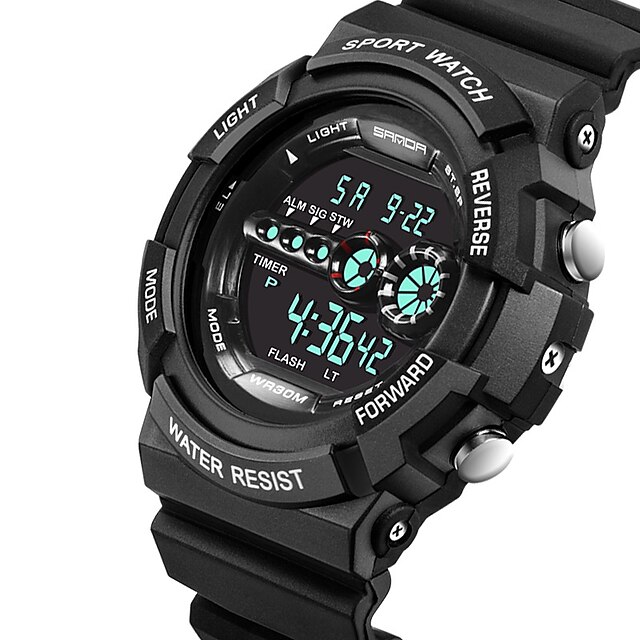  SANDA Heren Sporthorloge Digitaal horloge Kwarts Digitaal Japanse quartz Alarm Kalender Waterbestendig Lichtgevend Stopwatch LCD Rubber