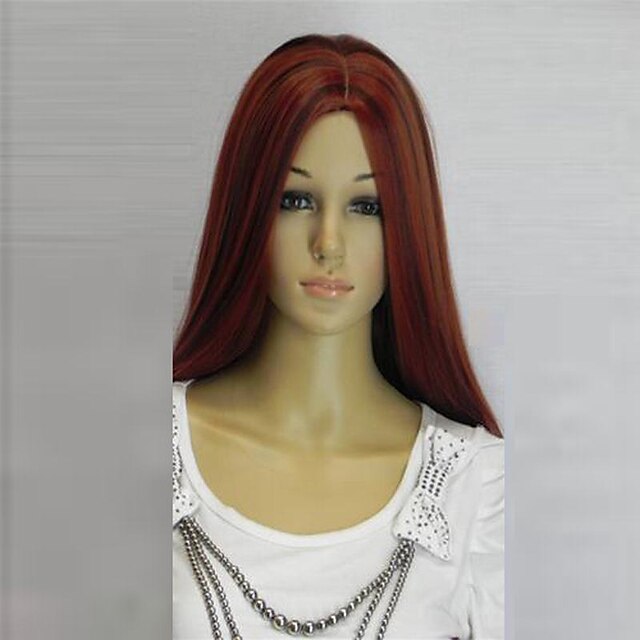  Synthetische pruiken Golvend Golvend Pruik Lang Donker rood Synthetisch haar 28 inch(es) Dames Middenscheiding Rood hairjoy