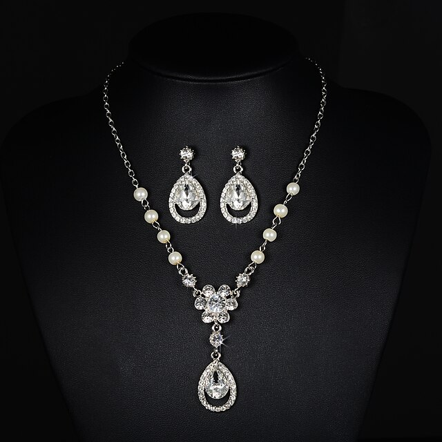  Pentru femei Argintiu Transparent Seturi de bijuterii cercei Bijuterii Argintiu Pentru Nuntă Petrecere Ocazie specială Aniversare Zi de Naștere Logodnă