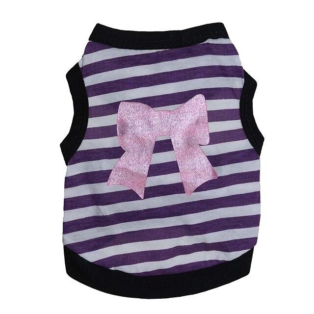  Cat Dog Shirt / T-Shirt Puppy Clothes Bowknot Fashion Dog Clothes Puppy Clothes Dog Outfits Breathable Purple Pink Costume for Girl and Boy Dog Cotton XS S M L