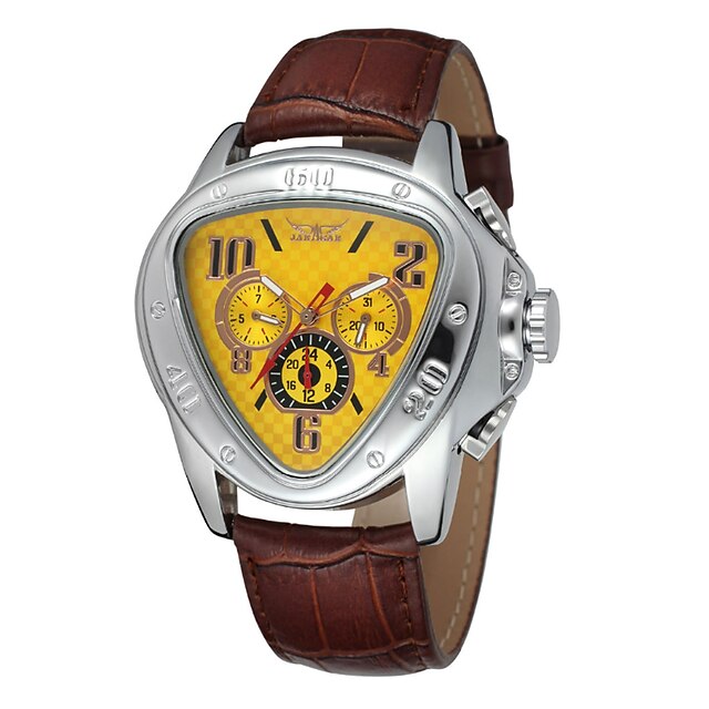  WINNER Men's Wrist Watch Mechanical Watch Automatic self-winding Luxury Calendar / date / day Analog White Black Yellow / Stainless Steel / Leather
