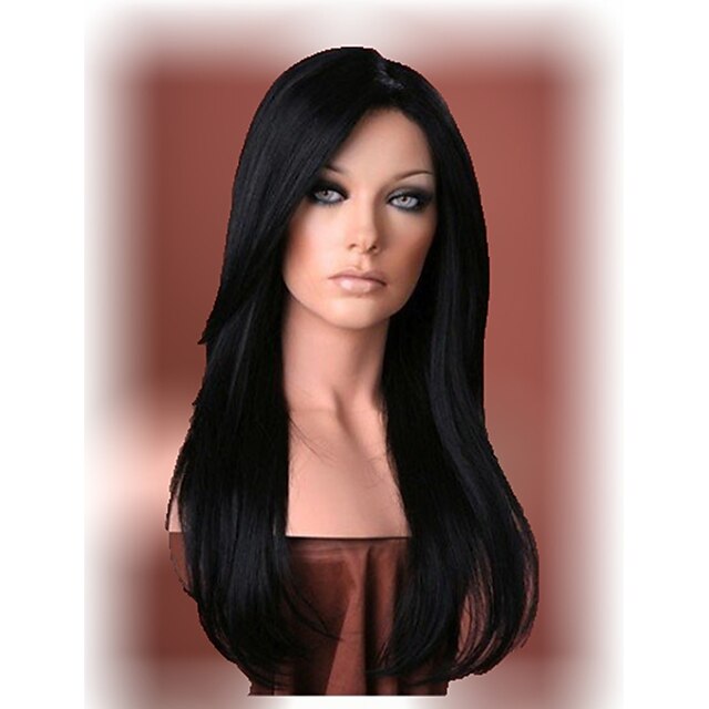  Synthetic Wig Straight Straight Wig Long Natural Black Synthetic Hair Women's Black StrongBeauty