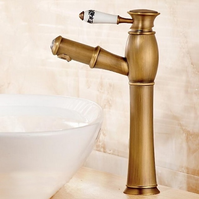  Fürdőszoba mosogató csaptelep - Standard Antik bronz Montirana na postolje Egy fogantyú egy lyukkalBath Taps