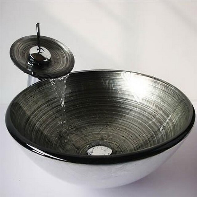  Badkamer Wastafel / Badkamer Kraan / Badkamer Montagering Hedendaagse - Gehard Glas Rond Vessel Sink