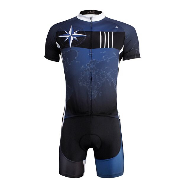  ILPALADINO Men's Short Sleeve Cycling Jersey with Shorts Lycra Dark Blue Bike Shorts Jersey Clothing Suit Breathable 3D Pad Quick Dry Ultraviolet Resistant Reflective Strips Sports Nature & Landscapes