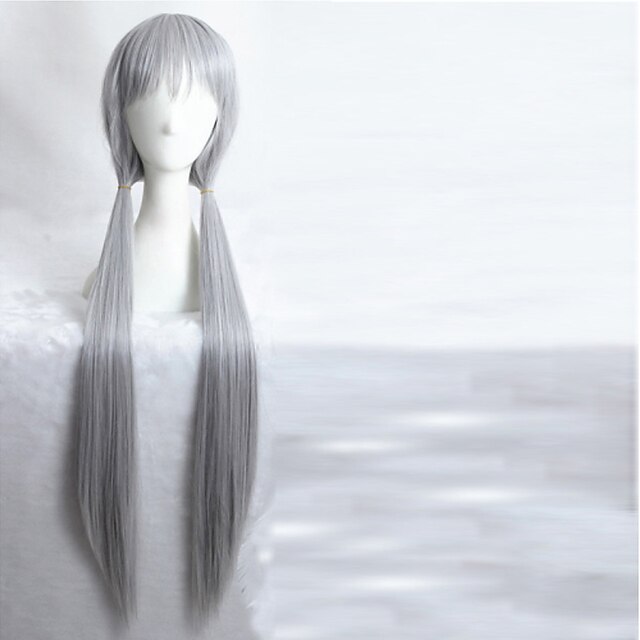  40inch Long Straight Silver Gray  Judy Rabbit Synthetic Anime Cosplay Wig CS-278D