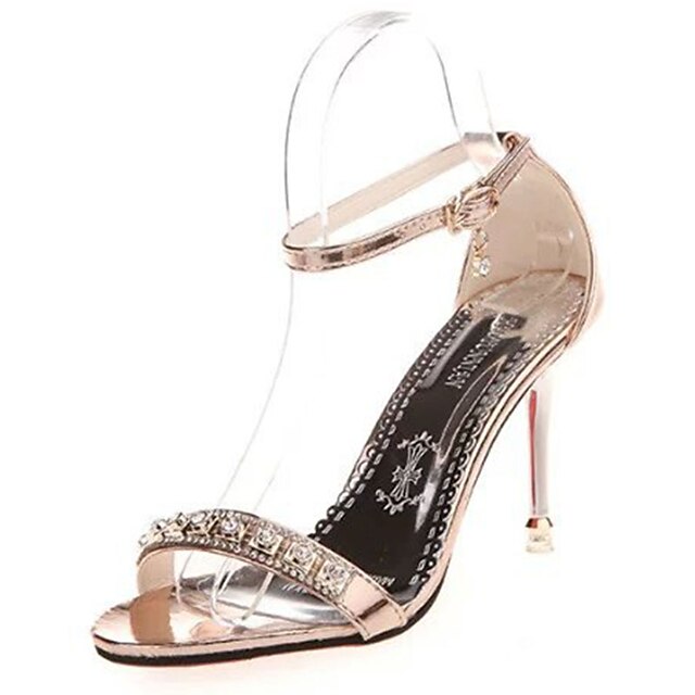  Mujer Sandalias PU Verano Casual Hebilla Tacón Stiletto Plata Rosa Dorado 7'5 - 9'5 cms