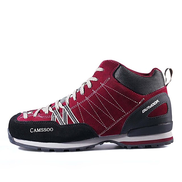  Camssoo® Herrn Bergschuhe Echtes Leder Wandern tragbar Atmungsaktive Mesh Rote