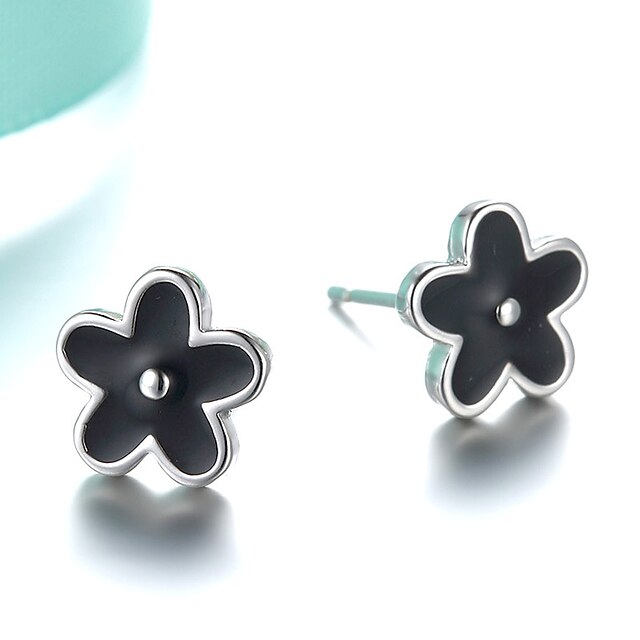  Homme Femme Boucles d'oreille Clou Fleur Punk Mode Argent sterling Argent Des boucles d'oreilles Bijoux Noir Pour Mariage Soirée Quotidien Décontracté Sports