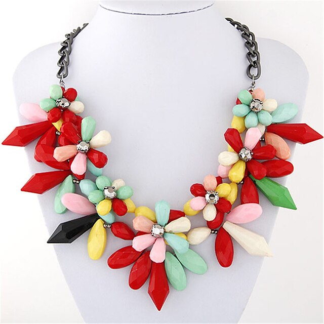  Women's Party Casual Fashion European Statement Necklace Resin Alloy Statement Necklace Party Daily Casual Costume Jewelry