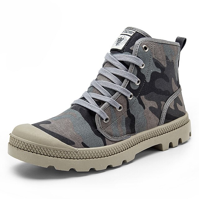  Men's Athletic Casual Outdoor Boots Hiking Shoes Canvas Gray / Green / Lace-up
