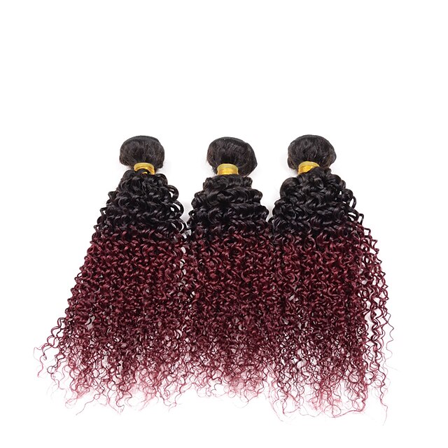  3 pacchetti Indiano Kinky Curly Tessitura riccia Ambra Tessiture capelli umani Estensioni dei capelli umani / Riccio