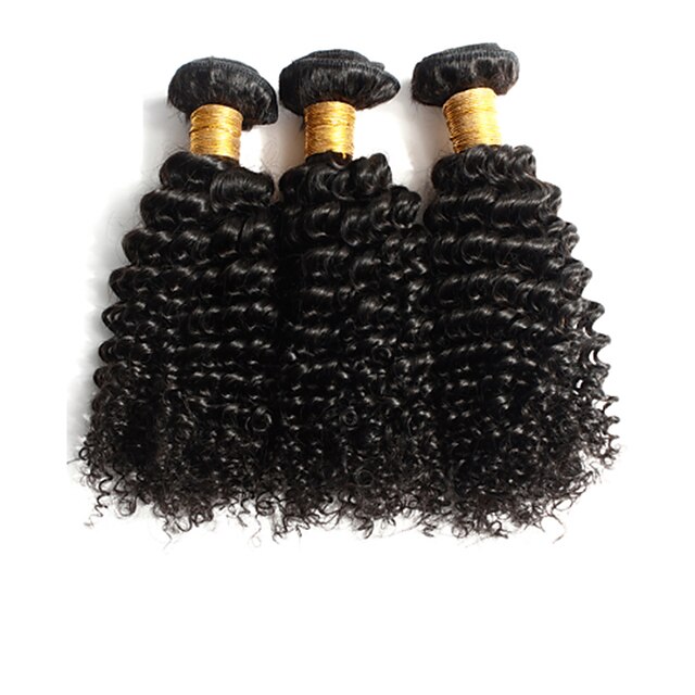  3 zestawy Włosy brazylijskie Kinky Curl Curly Weave Fale w naturalnym kolorze Ludzkie włosy wyplata Ludzkich włosów rozszerzeniach / 8A
