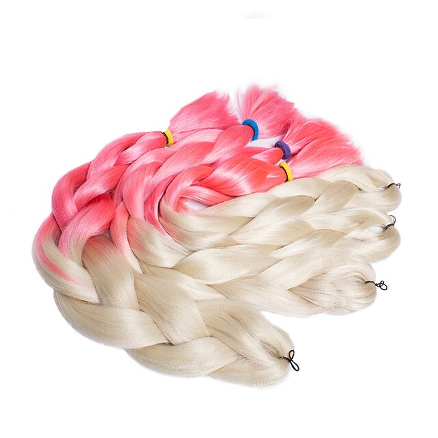  ombre white pink color box braids hair synthetic hair braiding hair extensions