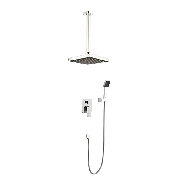  Shower Set Set - Rainfall Contemporary Chrome Wall Mounted Ceramic Valve Bath Shower Mixer Taps / Brass